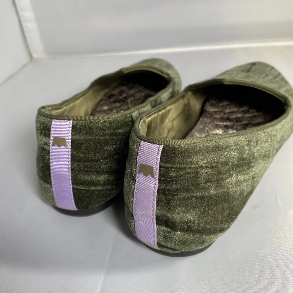 Birdies Olive Velvet Slip-On Loafers